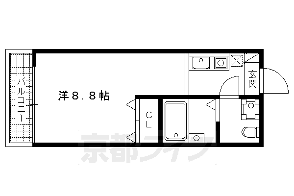 京都市右京区谷口園町のマンションの間取り