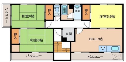 姫路市大野町のマンションの間取り