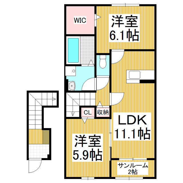 安曇野市豊科のアパートの間取り