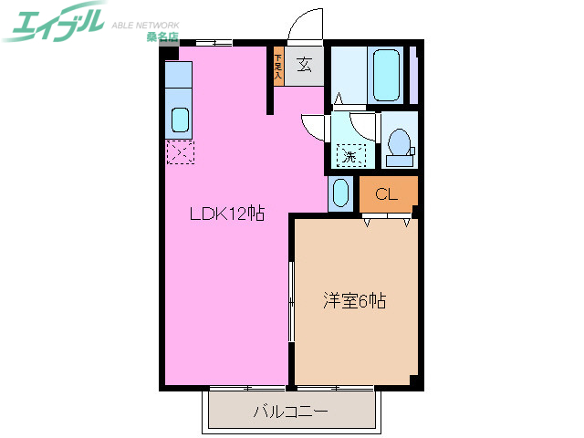 桑名市新西方のアパートの間取り