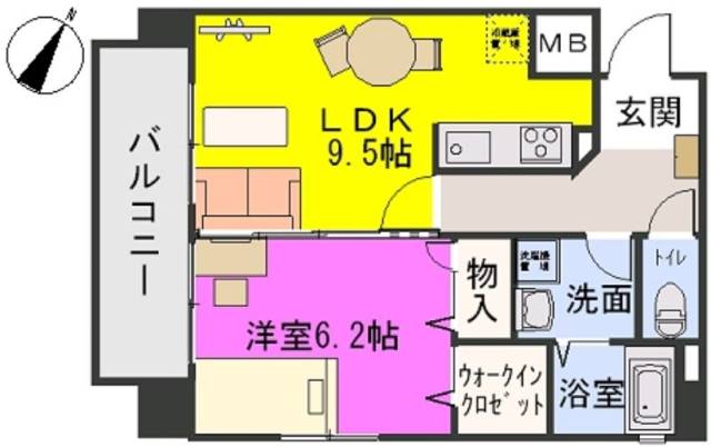 西鉄天神大牟田線 西鉄平尾駅 徒歩5分 9階建 築20年の間取り写真