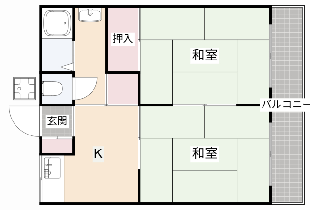 阪急京都線 高槻市駅 徒歩34分 2階建 築54年の間取り写真