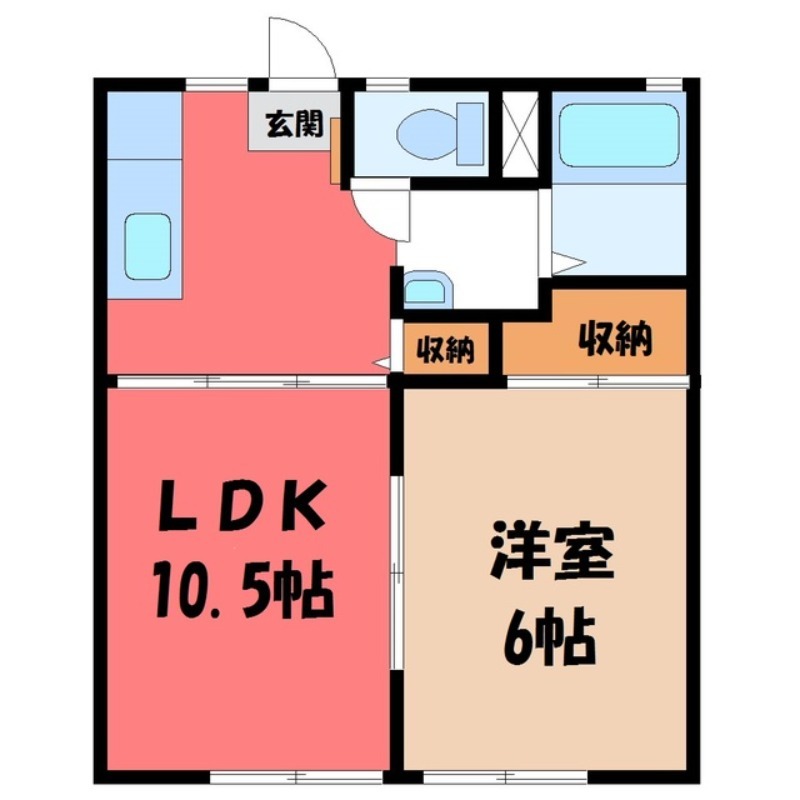 塩谷郡高根沢町光陽台のアパートの間取り