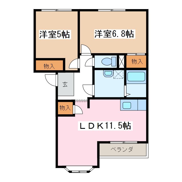 松本市波田のアパートの間取り