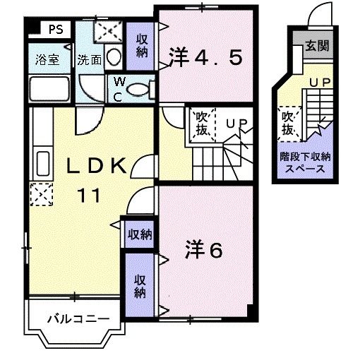 【福山市駅家町大字近田のアパートの間取り】