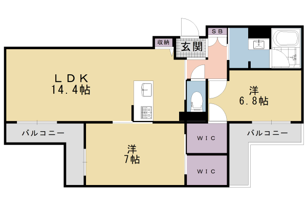 京都市下京区西側町のマンションの間取り