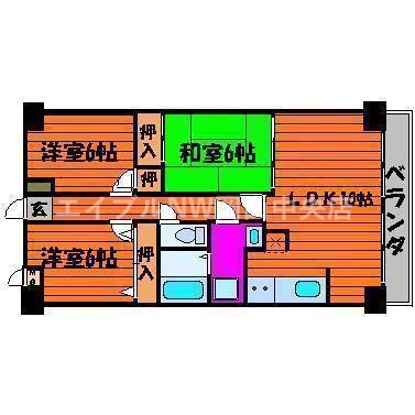 岡山市北区十日市西町のマンションの間取り