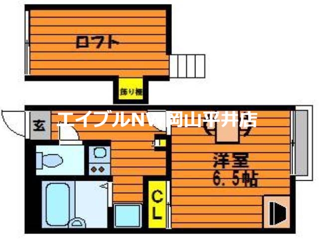 岡山市中区土田のアパートの間取り