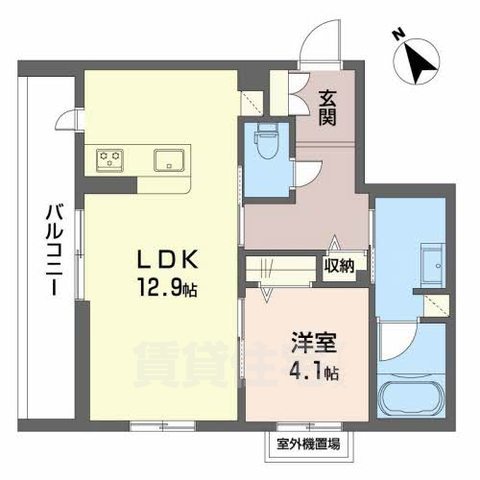 泉大津市二田町のマンションの間取り