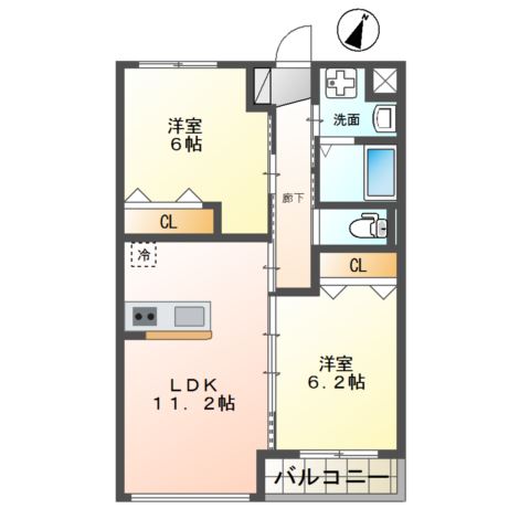 足柄上郡開成町延沢のマンションの間取り