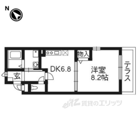 京都市西京区桂河田町のマンションの間取り