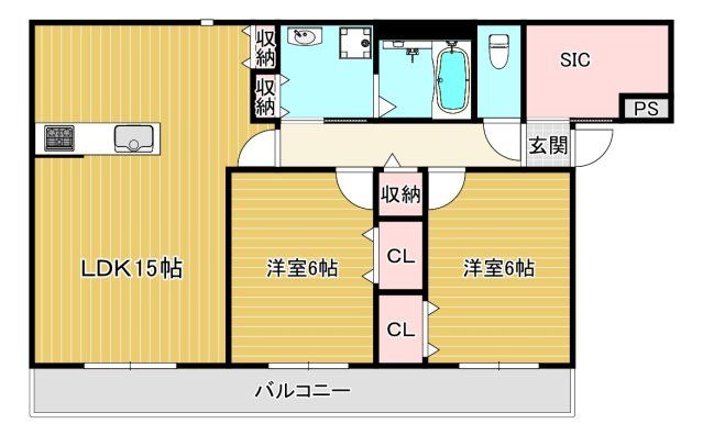 東大阪市下六万寺町のアパートの間取り