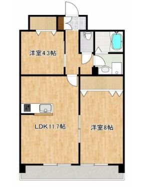 熊本市東区花立のマンションの間取り