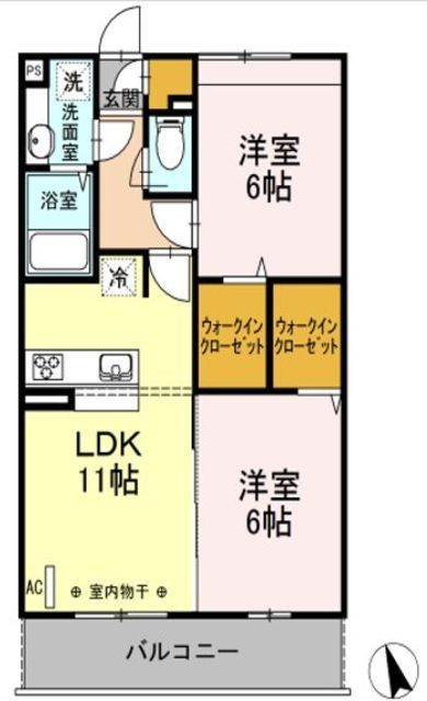 横浜市港南区日野南のアパートの間取り