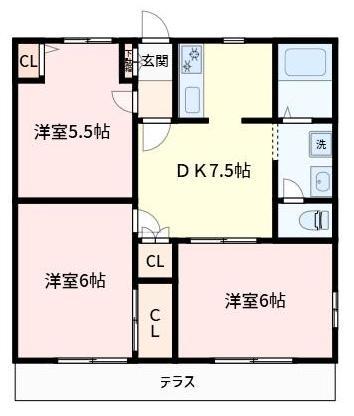 川口市芝塚原のアパートの間取り