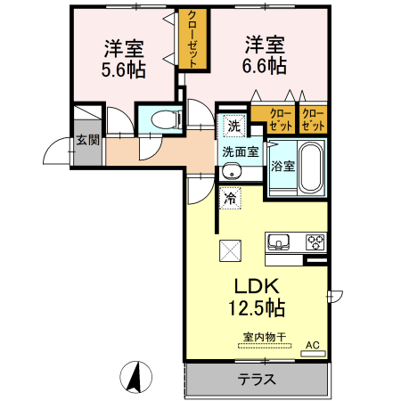 【熊本市南区刈草のアパートの間取り】