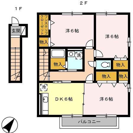 蒲郡市西浦町のアパートの間取り