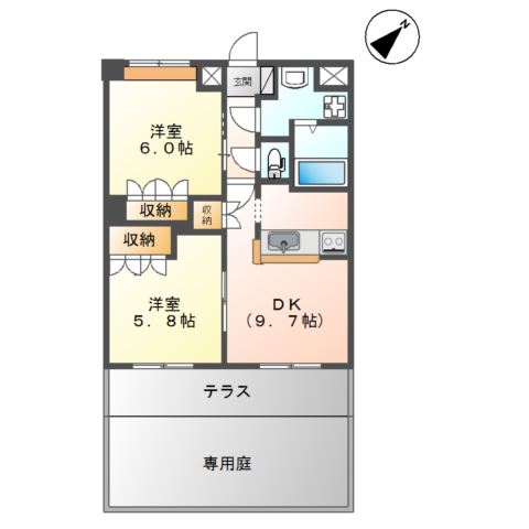 米子市西福原のアパートの間取り