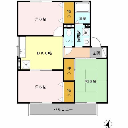 高砂市米田町島のアパートの間取り