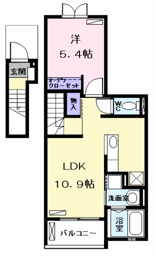 名古屋市瑞穂区亀城町のアパートの間取り