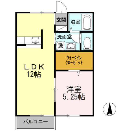 岡山市中区兼基のアパートの間取り