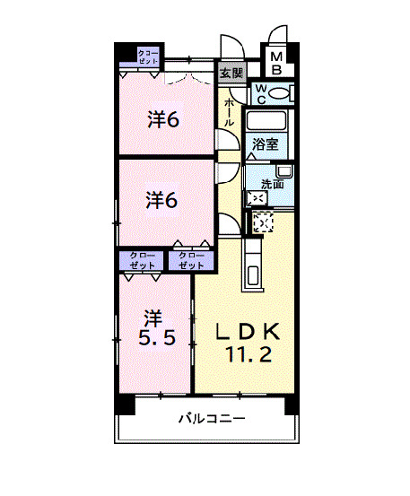 グランソレイユ西中央の間取り