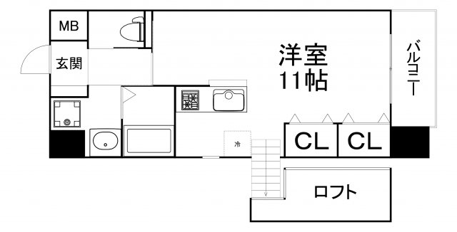 大阪市北区西天満のマンションの間取り