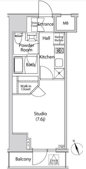 【港区新橋のマンションの間取り】