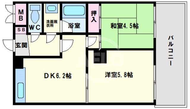 【大阪市天王寺区清水谷町のマンションの間取り】