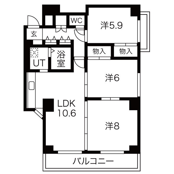 姫路市北条口のマンションの間取り