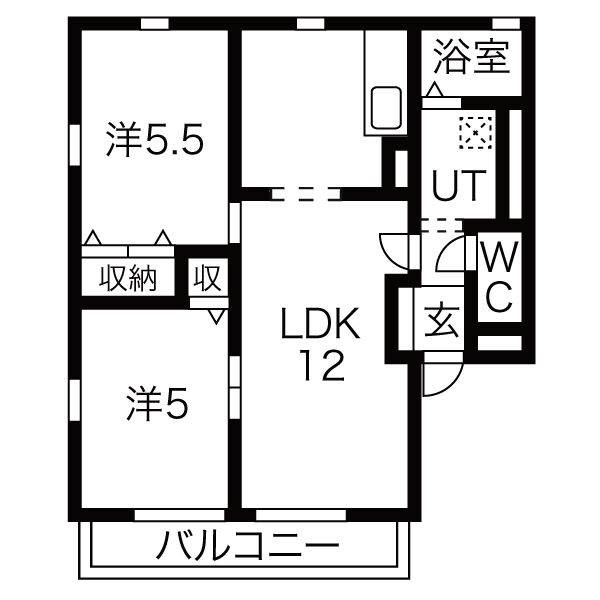 北群馬郡吉岡町大字大久保のアパートの間取り