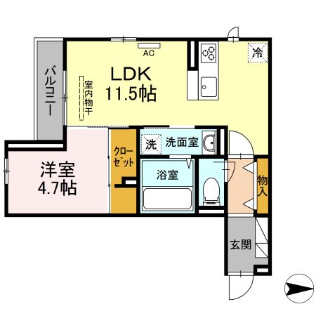 松山市南江戸のアパートの間取り