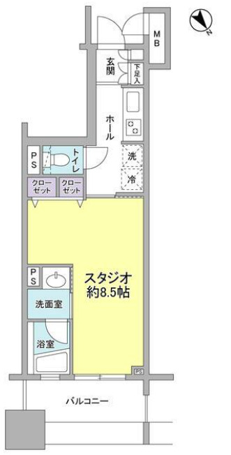 横浜市中区扇町のマンションの間取り