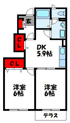 福津市津丸のアパートの間取り