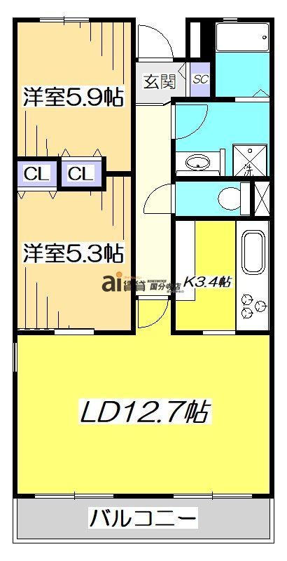 国立市中のマンションの間取り