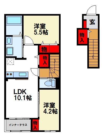 筑紫野市大字筑紫のアパートの間取り