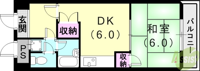 芦屋市呉川町のマンションの間取り