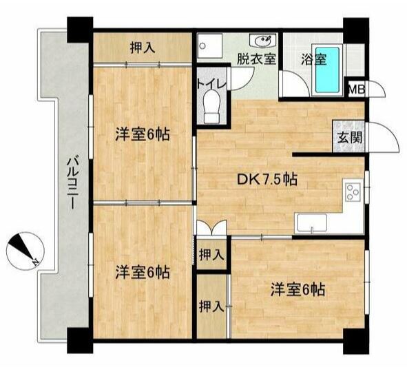 福岡市博多区東光のマンションの間取り