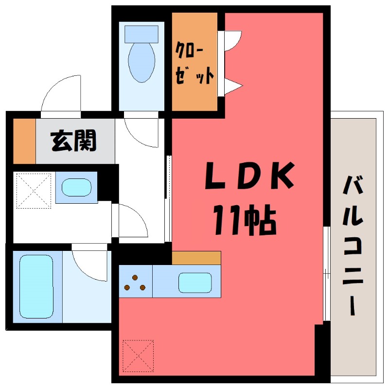 小山市中央町のアパートの間取り