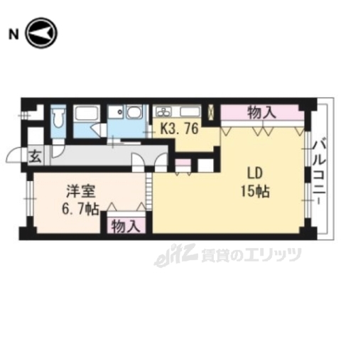 京都市北区上賀茂榊田町のマンションの間取り