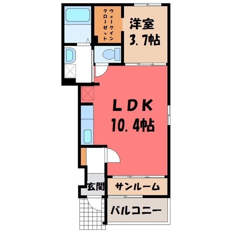 下都賀郡壬生町大師町のアパートの間取り