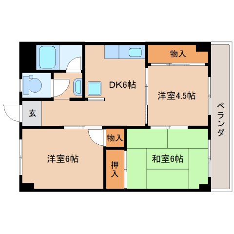 橿原市新賀町のマンションの間取り