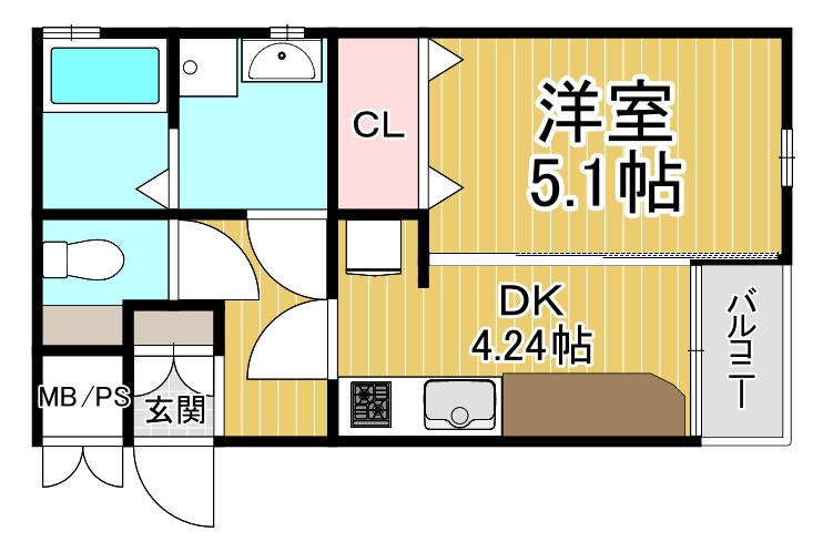 尼崎市東七松町のアパートの間取り