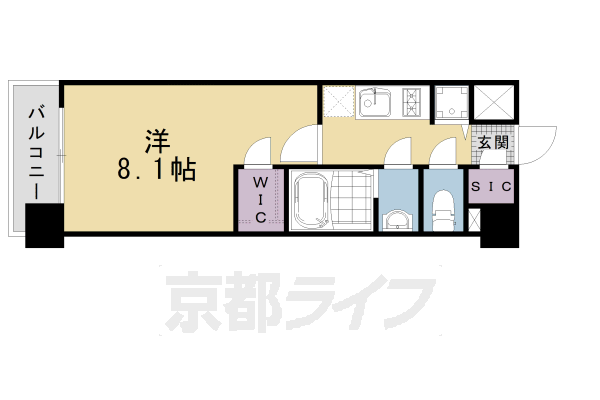 京都市下京区梅小路高畑町のマンションの間取り