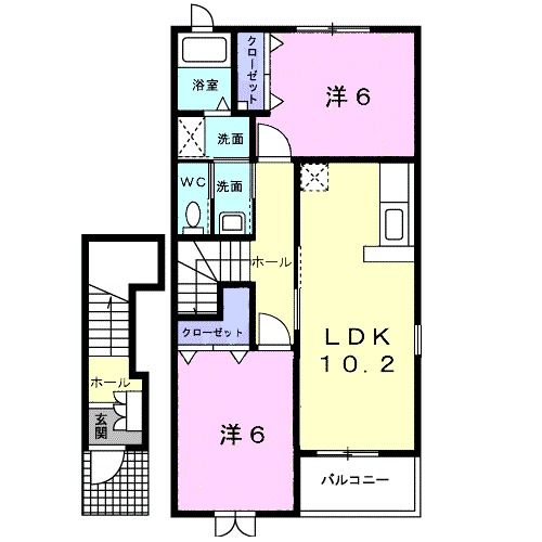 塩竈市千賀の台のアパートの間取り