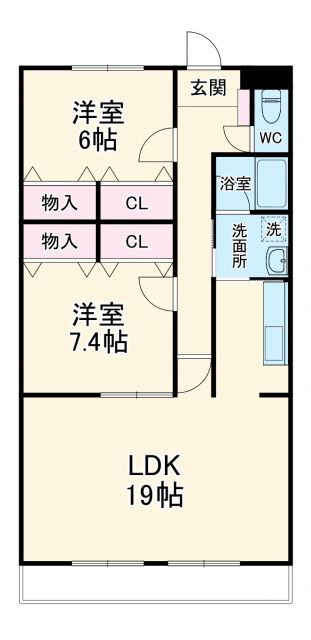 豊川市御津町広石のマンションの間取り