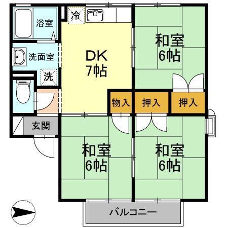 伊賀市緑ケ丘南町のアパートの間取り