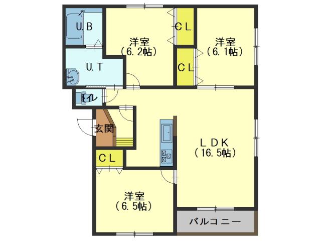 函館市青柳町のマンションの間取り