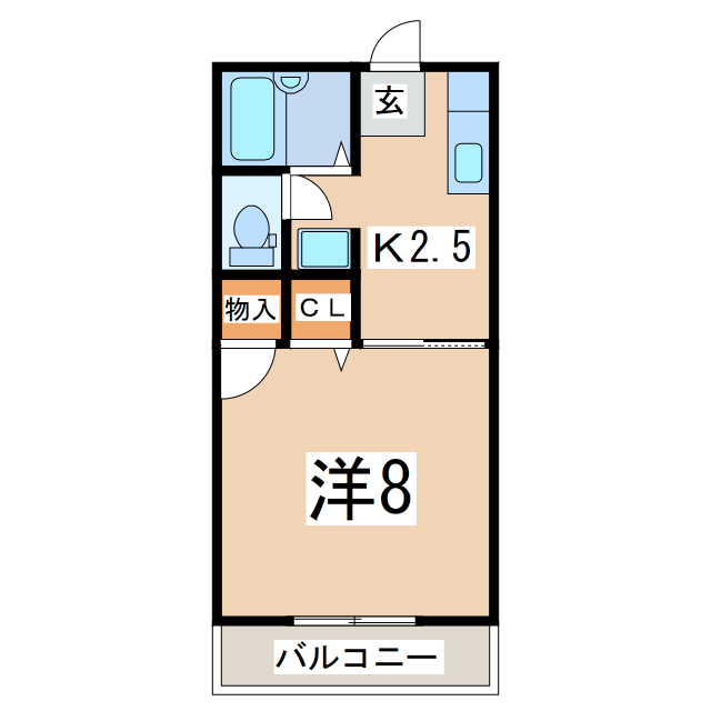 郡山市大槻町のアパートの間取り