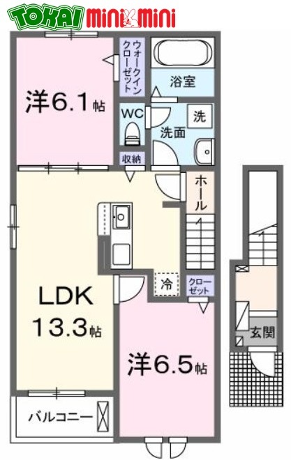 伊勢市小俣町元町のアパートの間取り